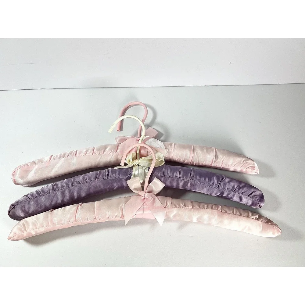 Satin padded hangers Pastel pink lavender Boudoir closet lingerie girly
